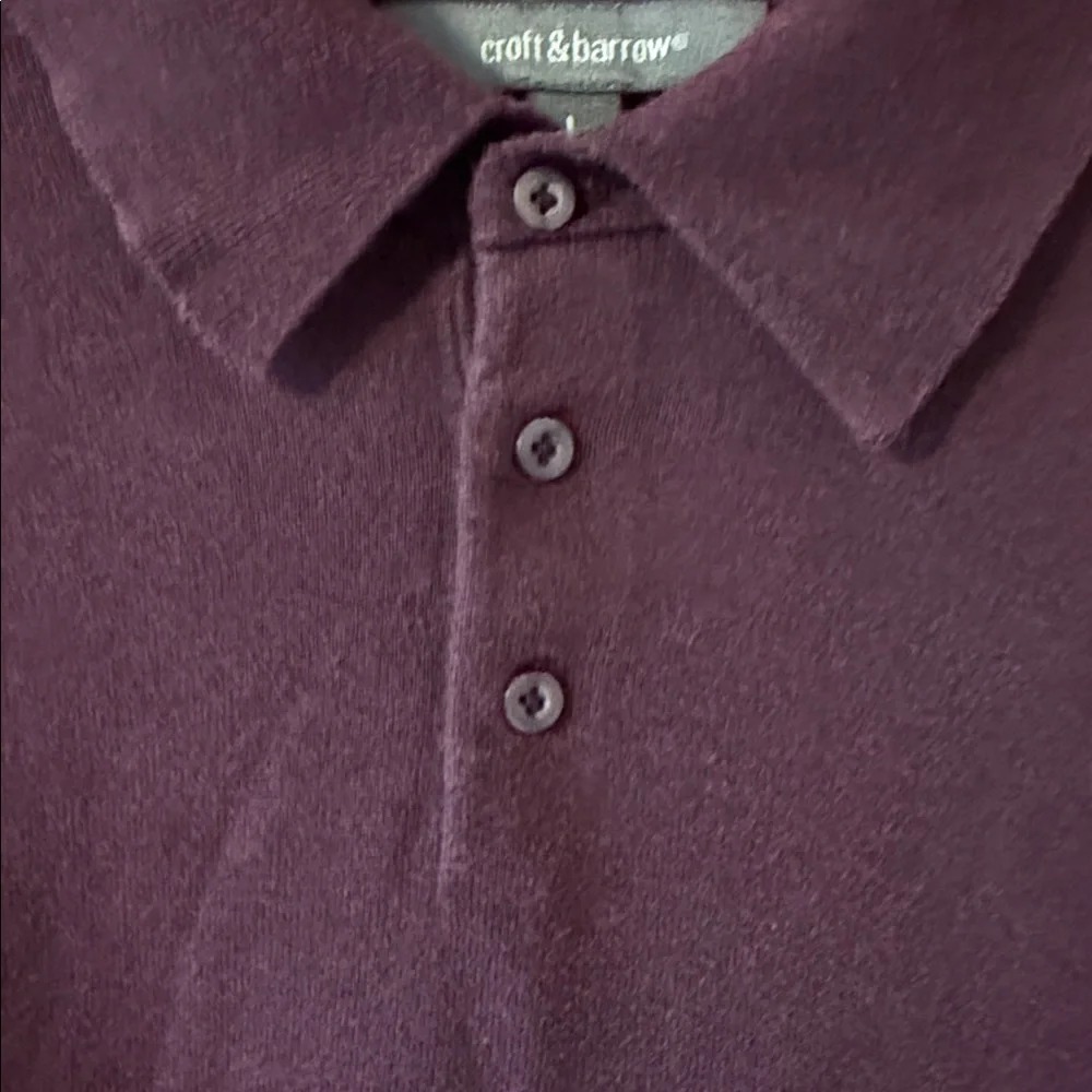 Croft & Barrow Men's Lightweight Polo style Sweater collar deep burgundy Large
